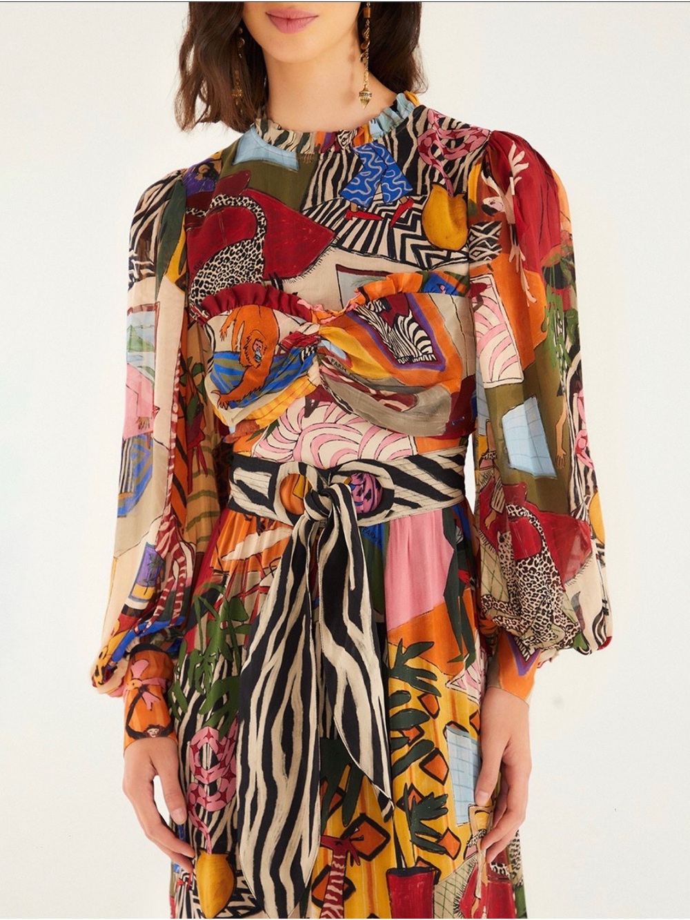 Farm Rio Multicolor Printed Long Sleeve Maxi Dress - Picture 2 of 2